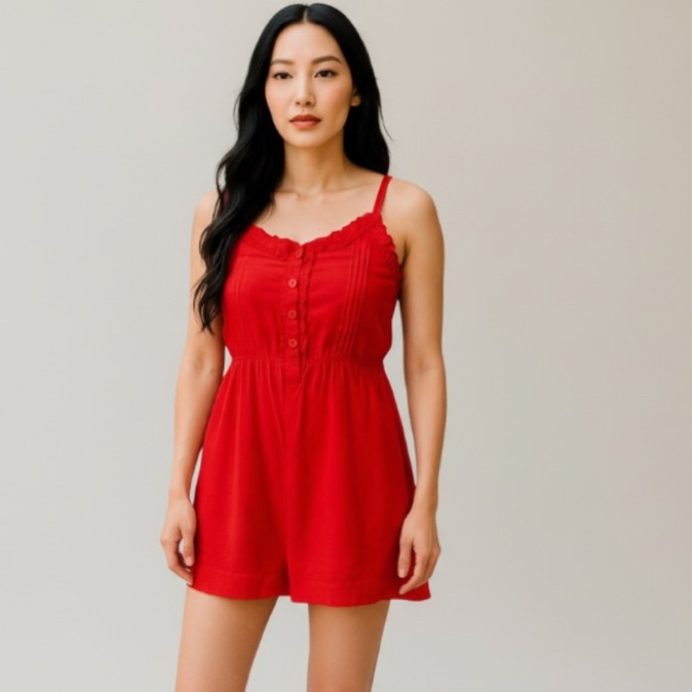 Forever 21 Women’s Red Spaghetti Strap 100% Silk Mini Dress Size XS
